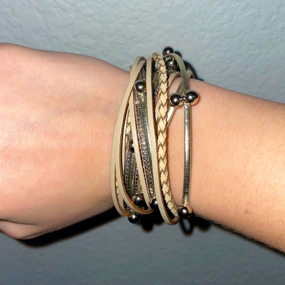 brown and silver bully bracelet